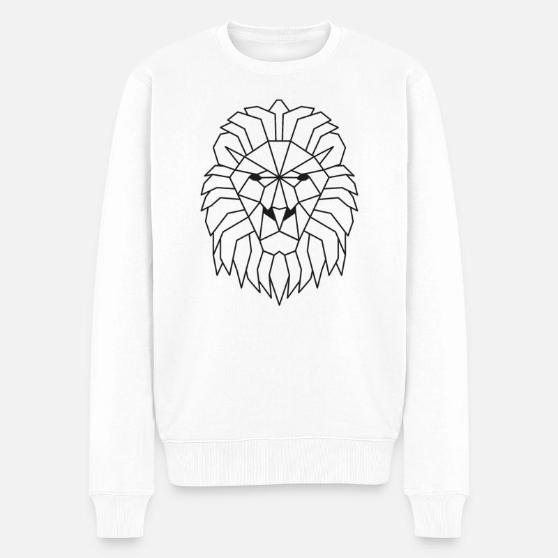 Löwe geometrisch schwarz - Männer Premium Bio Pullover - Weiß