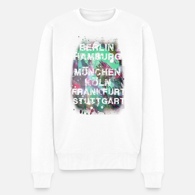 städte,bunt,berlin,köln,hamburg,graffiti,deutsch - Männer Premium Bio Pullover - Weiß