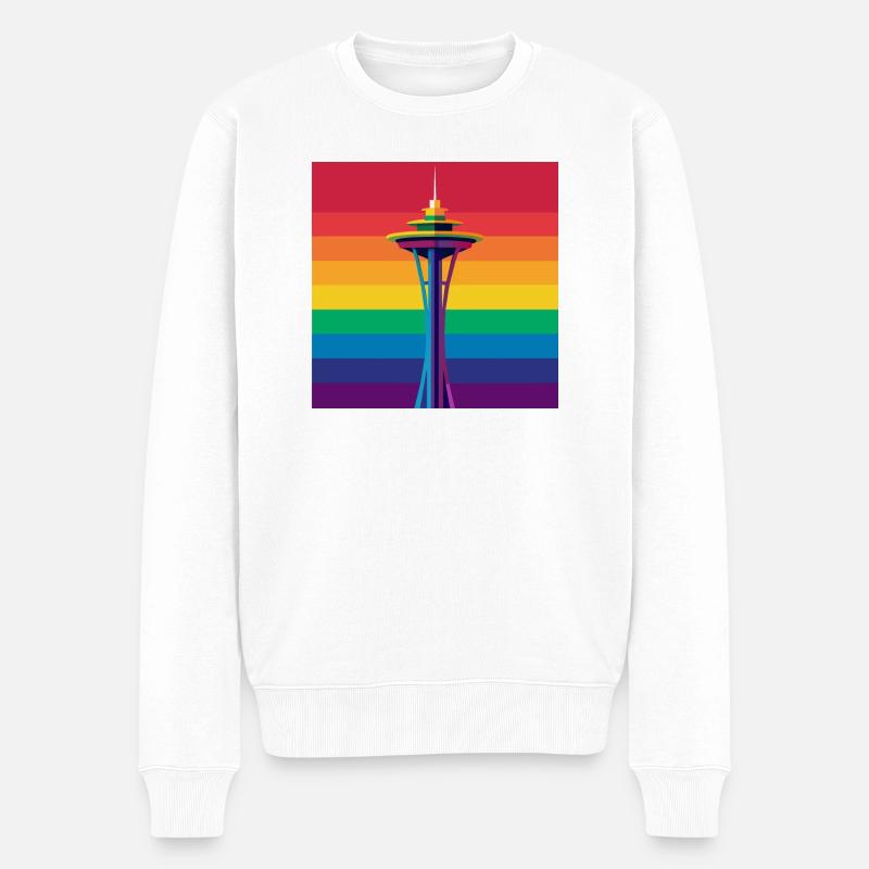 Space Needle - Männer Premium Bio Pullover - Weiß