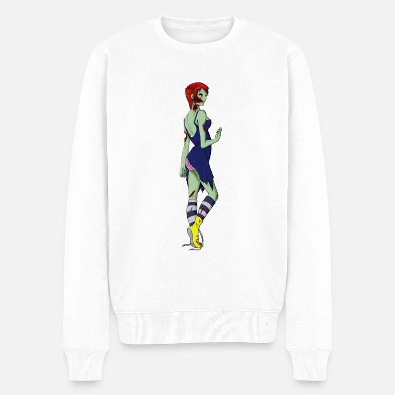 Zombie Lady - Männer Premium Bio Pullover - Weiß