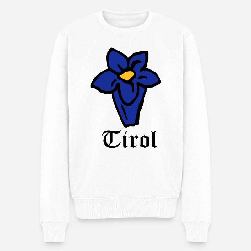 Tirol Enzian - Männer Premium Bio Pullover - Weiß