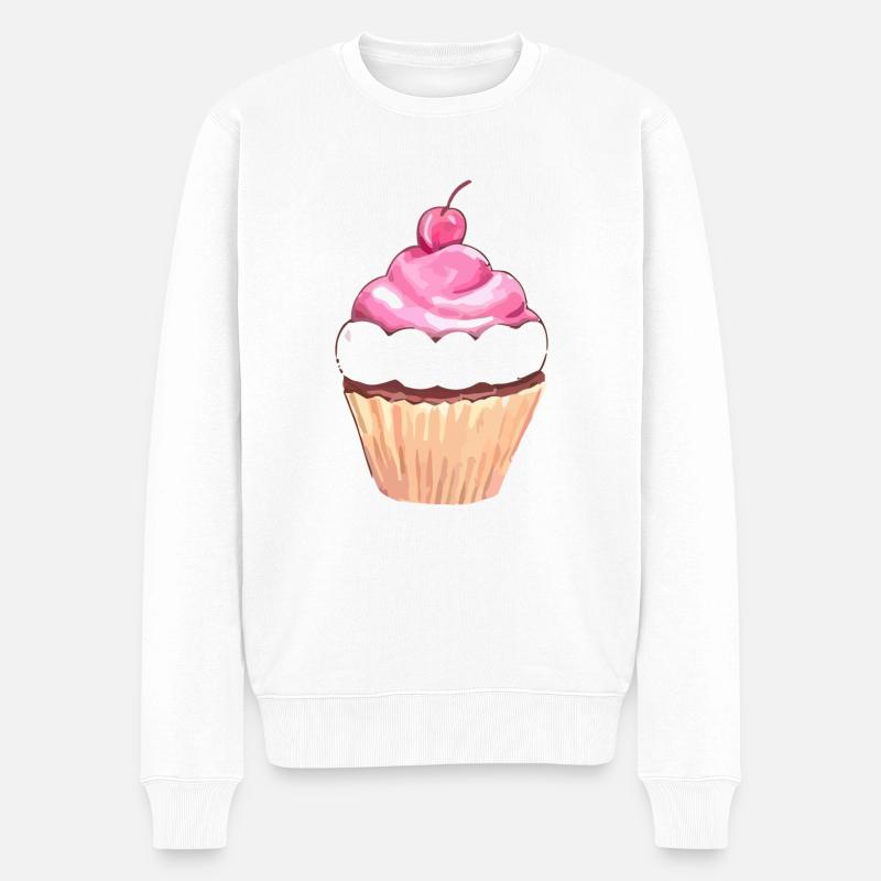 Cupcake mit Kirsche - Männer Premium Bio Pullover - Weiß