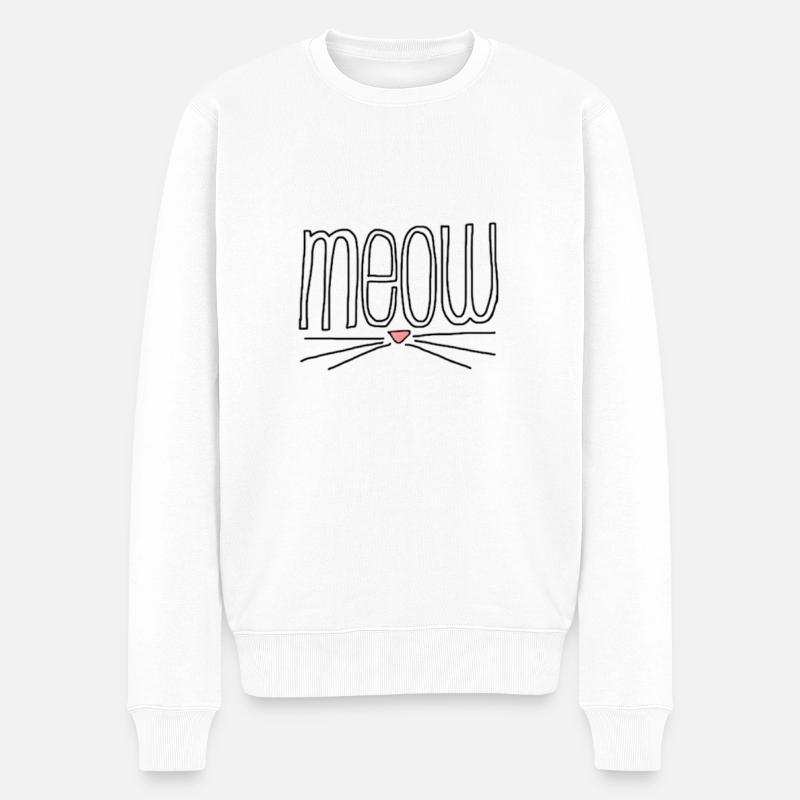 Visage de chat Meow - Pull Premium bio Homme - blanc