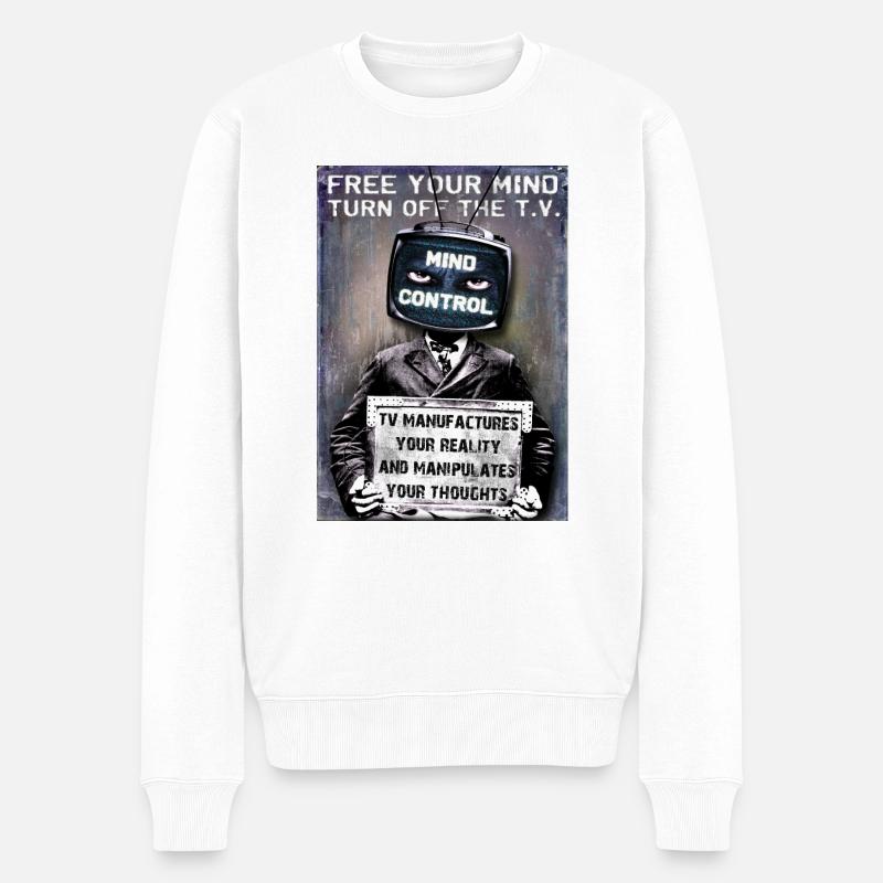 Schalten Sie den Fernseher aus - Männer Premium Bio Pullover - Weiß