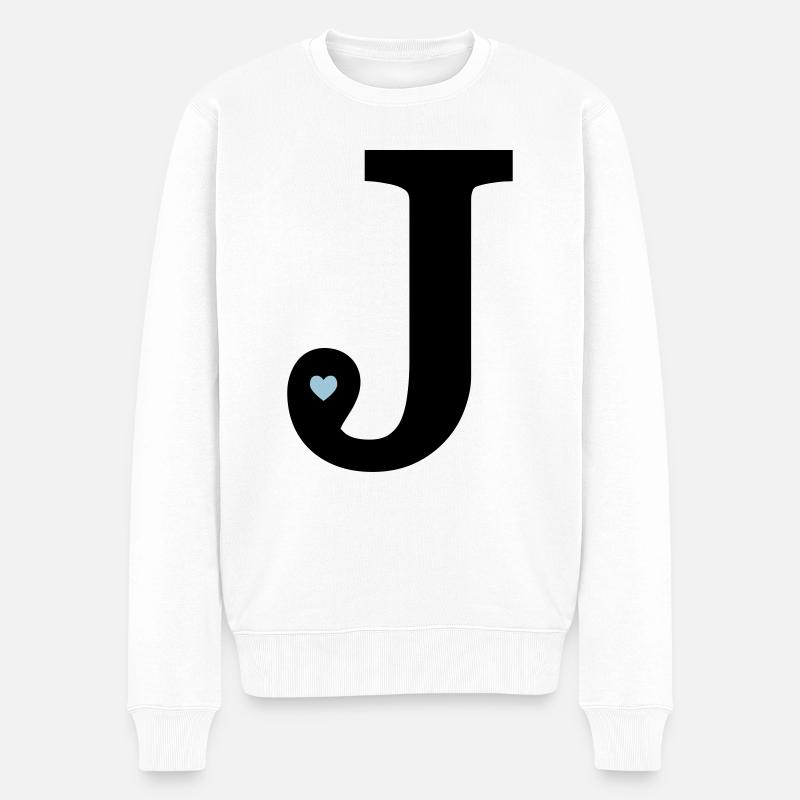Lettre J initiale - Pull Premium bio Homme - blanc