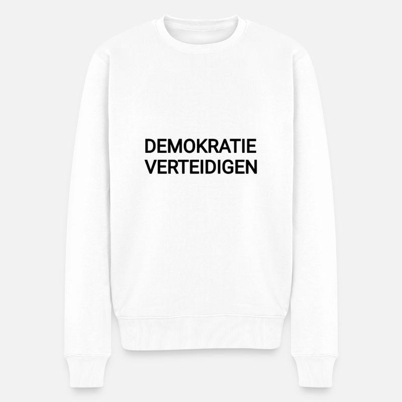 Demokratie Verfassung Grundgesetz Verteidigen - Männer Premium Bio Pullover - Weiß