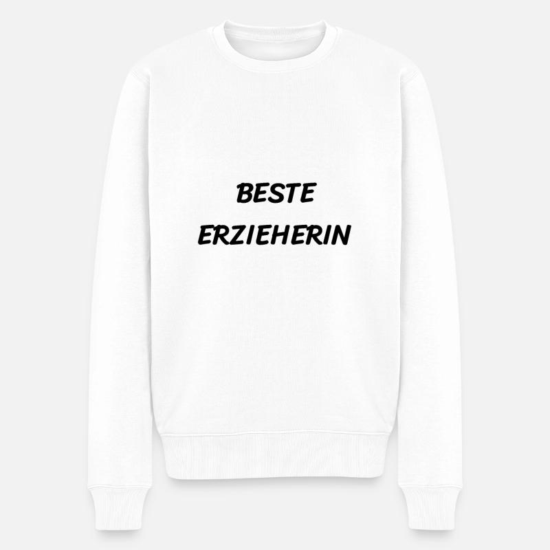 Beste Erzieherin - Männer Premium Bio Pullover - Weiß