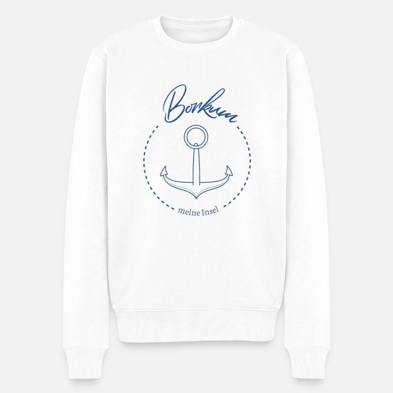 Borkum meine Insel Anker Meer - Männer Premium Bio Pullover - Weiß