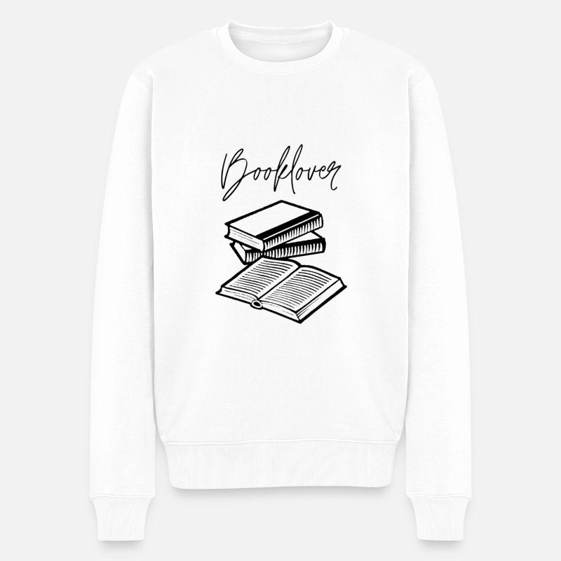 Booklover - Pull Premium bio Homme - blanc