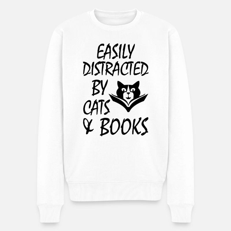 Cat Katze - Männer Premium Bio Pullover - Weiß