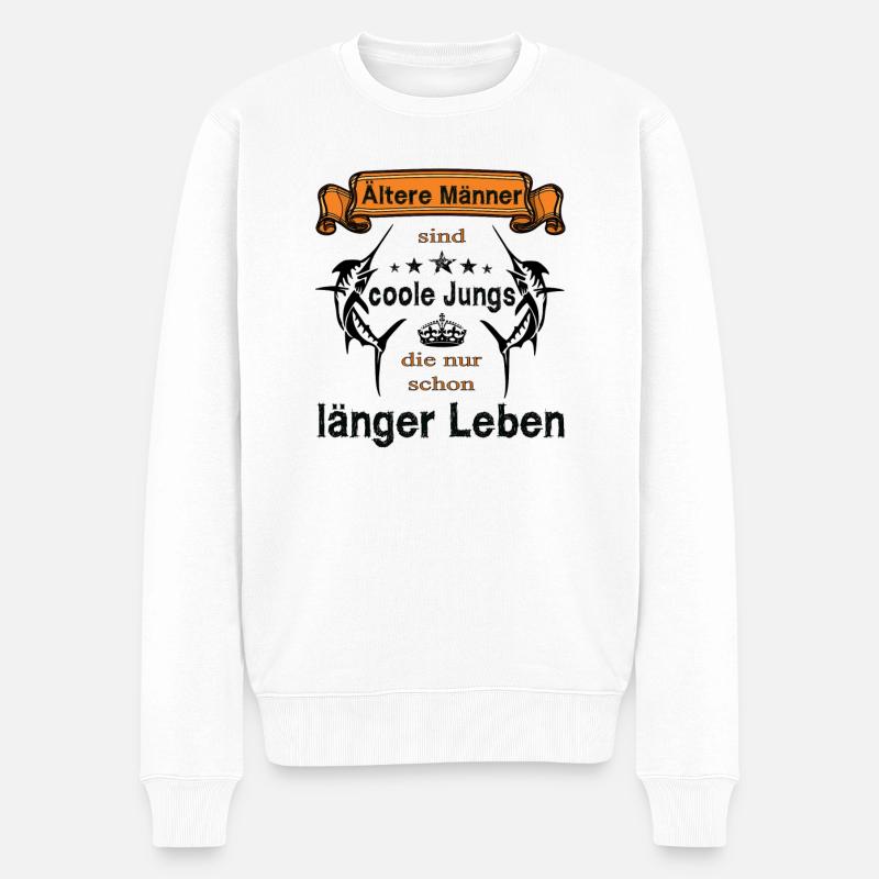 Ältere Männer sind coole Jungs - Männer Premium Bio Pullover - Weiß