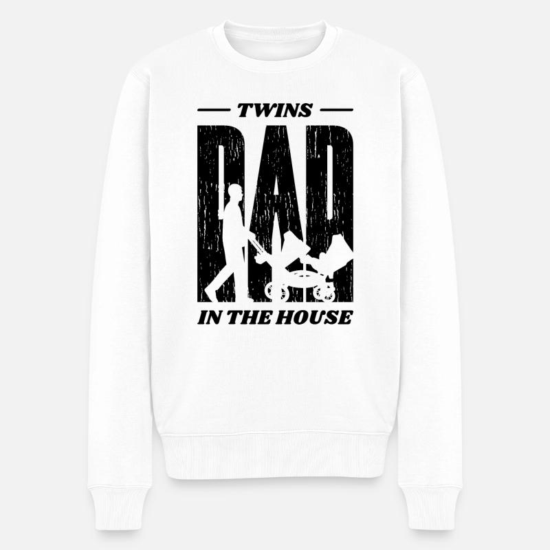 vater zwillinge papa geschenk vatertag zwilling - Männer Premium Bio Pullover - Weiß