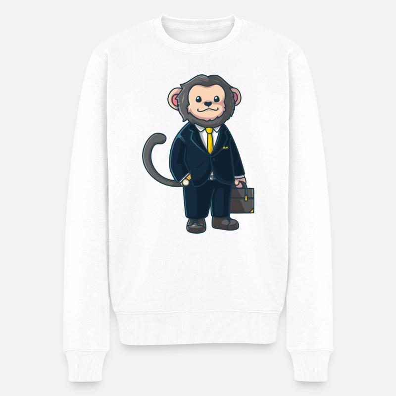 Business monkey - Männer Premium Bio Pullover - Weiß