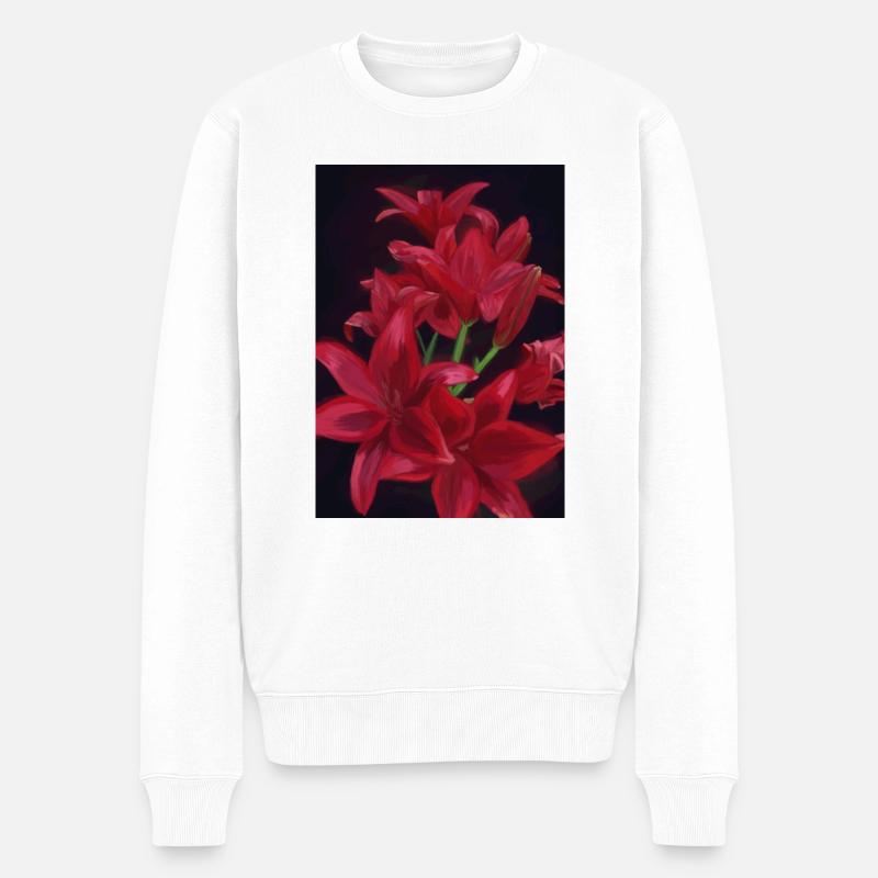 Flowerpower - Männer Premium Bio Pullover - Weiß