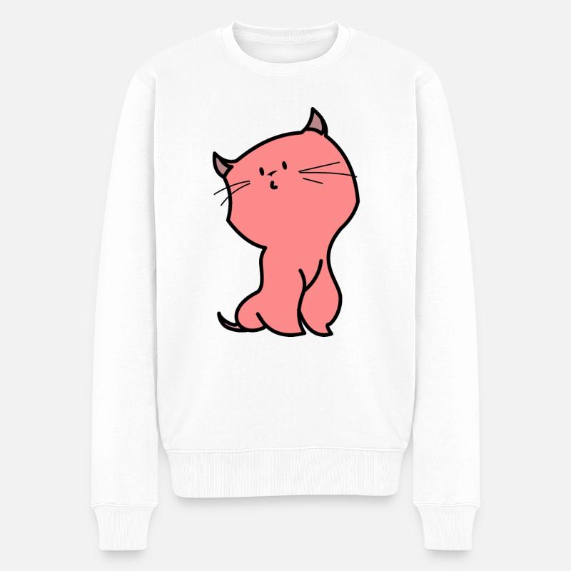 katze rosa - Männer Premium Bio Pullover - Weiß