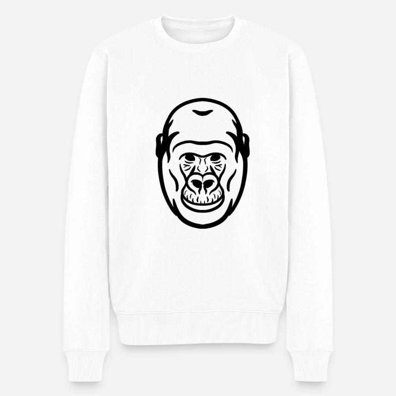 Silberrücken Gorilla schwarz - Männer Premium Bio Pullover - Weiß