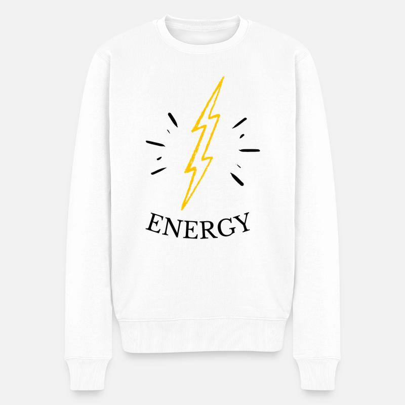 Gelber Blitz Energie - Männer Premium Bio Pullover - Weiß