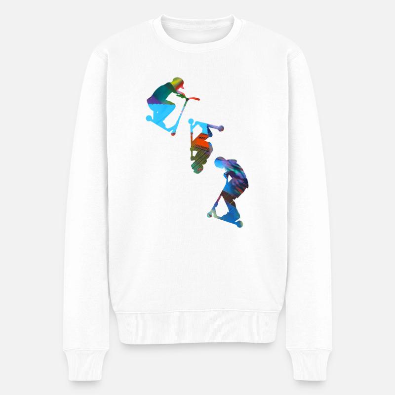 Stuntscooter,Trickscooter,tricks,stunt,e-scooter - Männer Premium Bio Pullover - Weiß