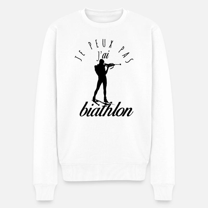 Je peux pas, j'ai biathlon - Pull Premium bio Homme - blanc