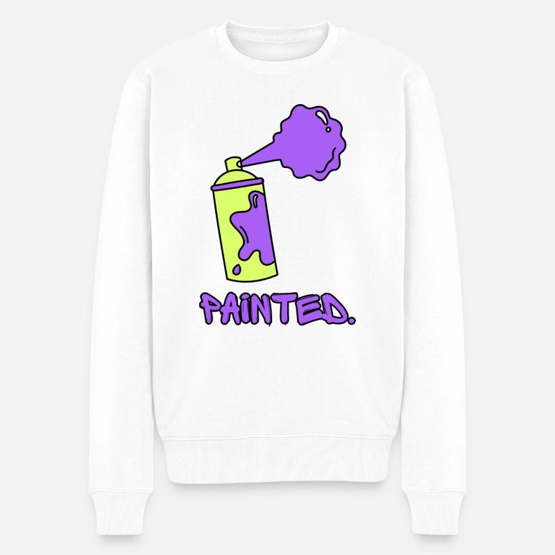Painted - Grün/Lila - Männer Premium Bio Pullover - Weiß