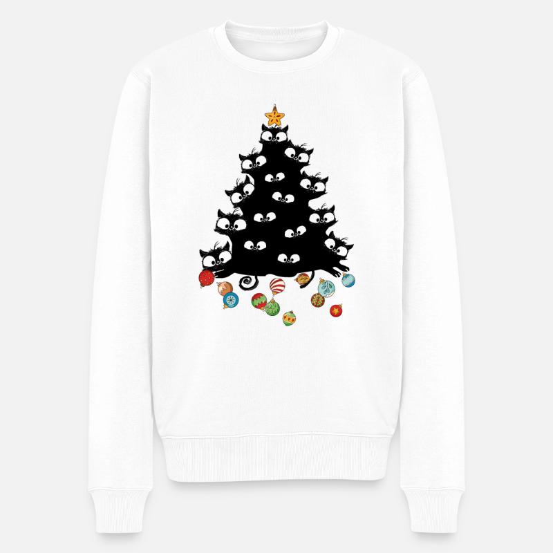 Katzenbaum - Männer Premium Bio Pullover - Weiß