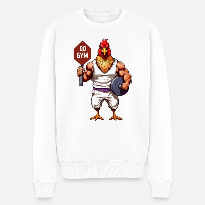 POULET - GO GYM - Pull Premium bio Homme - blanc