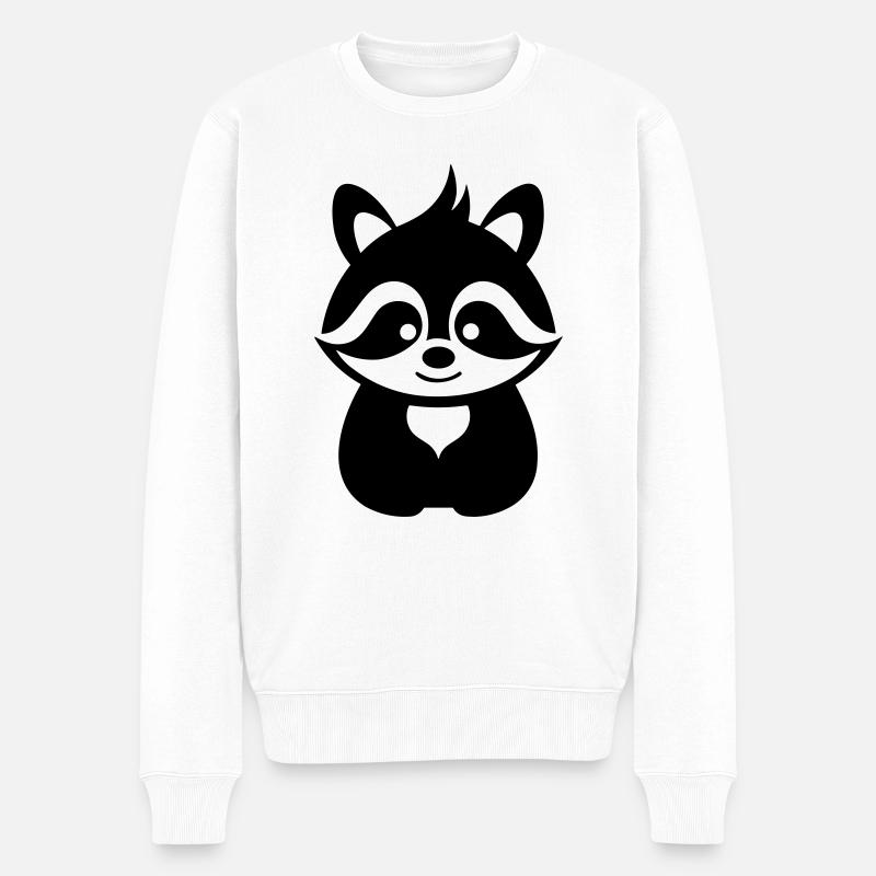 Waschbär - Männer Premium Bio Pullover - Weiß