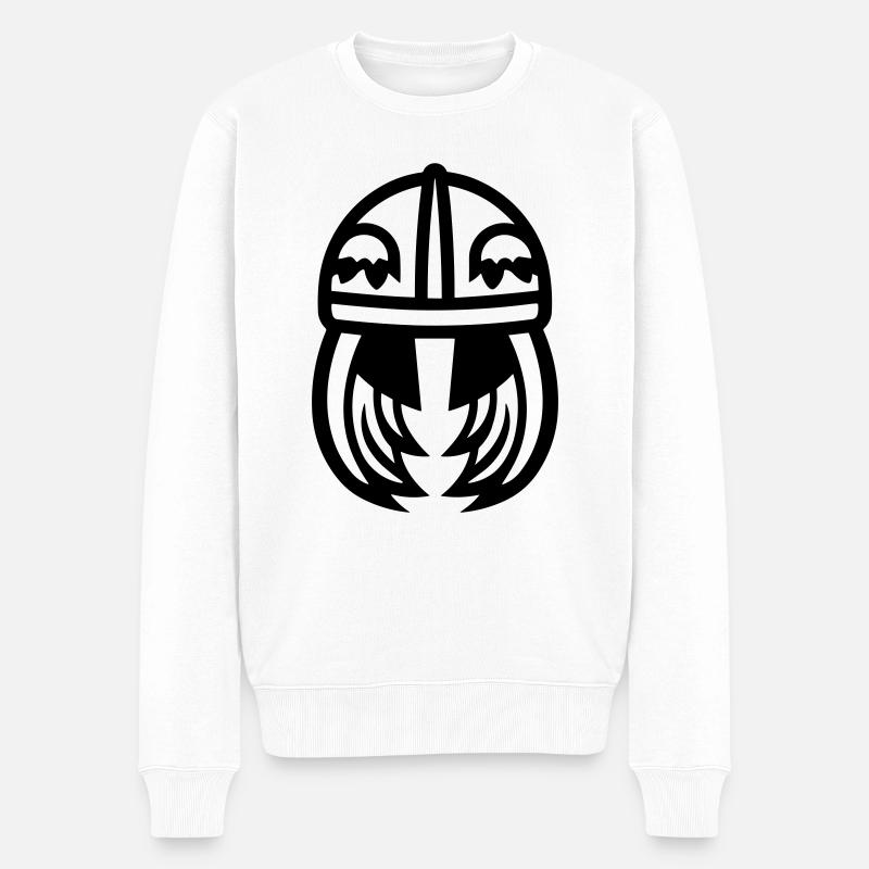 Guerrier Casque de viking - Pull Premium bio Homme - blanc