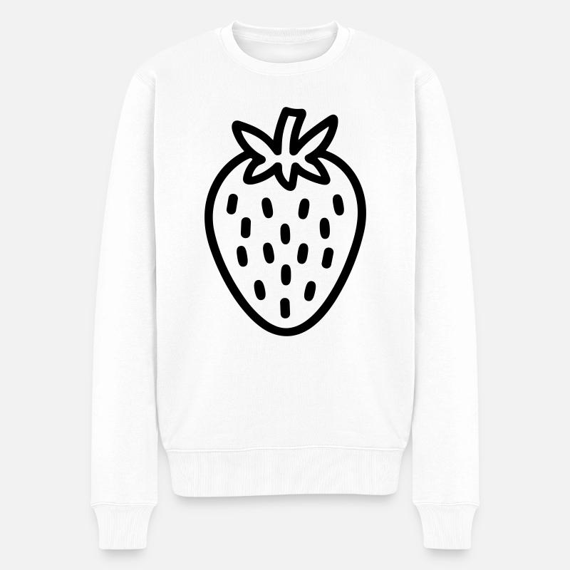 Erdbeere - Männer Premium Bio Pullover - Weiß