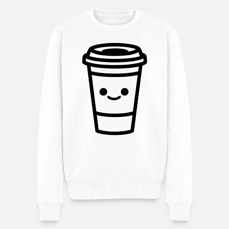 Kaffeebecher - Männer Premium Bio Pullover - Weiß