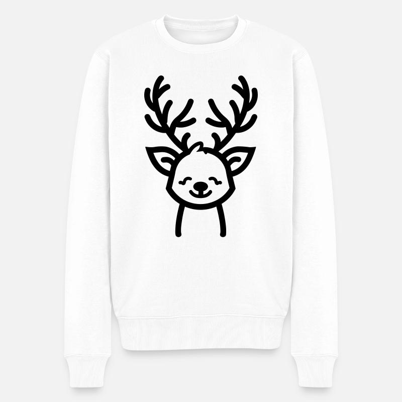 Weihnachtsrentiere - Männer Premium Bio Pullover - Weiß