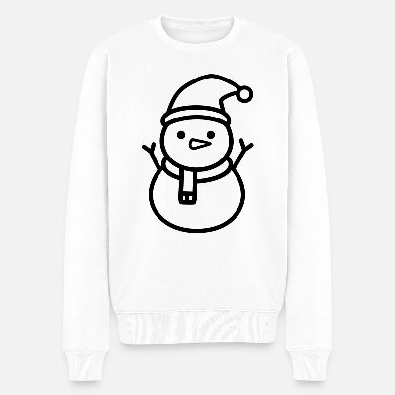 Schneemann - Männer Premium Bio Pullover - Weiß