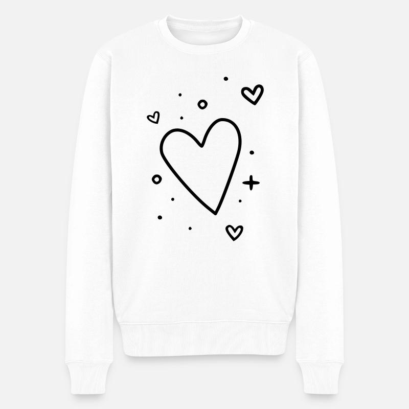 Großes Herz und kleine Herzen - Männer Premium Bio Pullover - Weiß