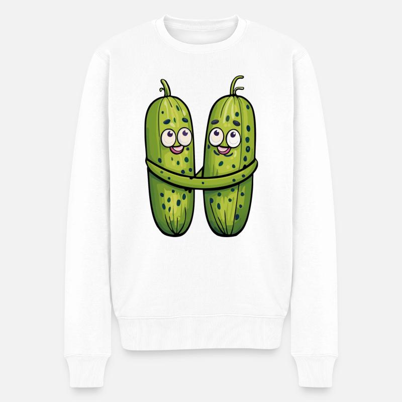 Verliebte Essiggurken - Männer Premium Bio Pullover - Weiß