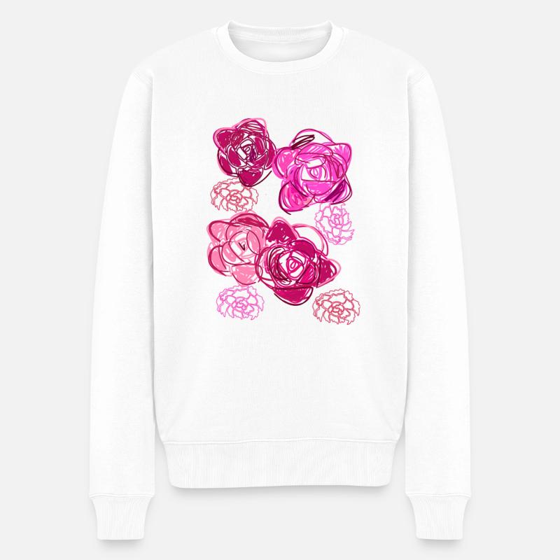 Roses, fleurs, illustration, rose - Pull Premium bio Homme - blanc