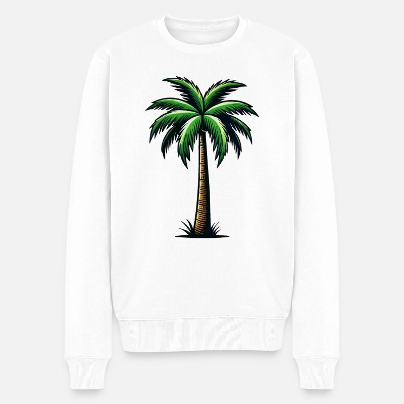 palmier - Pull Premium bio Homme - blanc