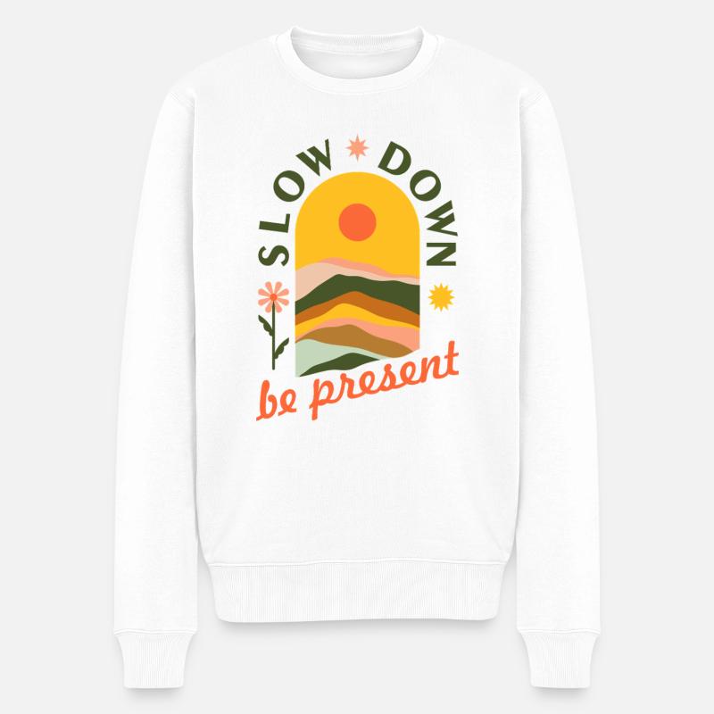 Slow down - Männer Premium Bio Pullover - Weiß