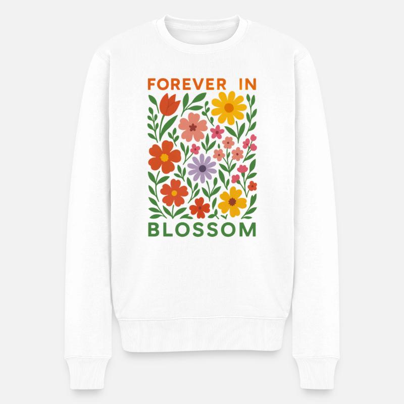 Forever in Blossom - Blumen Design - Männer Premium Bio Pullover - Weiß