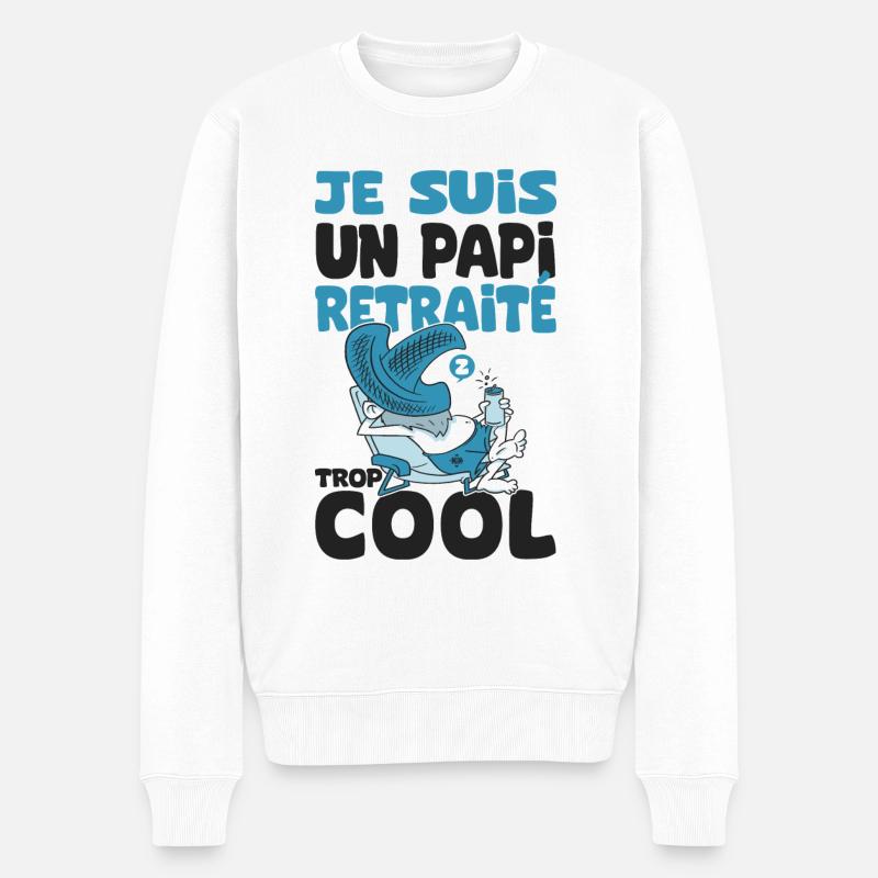 Papy retraité cool cadeau drôle grand-père - Pull Premium bio Homme - blanc