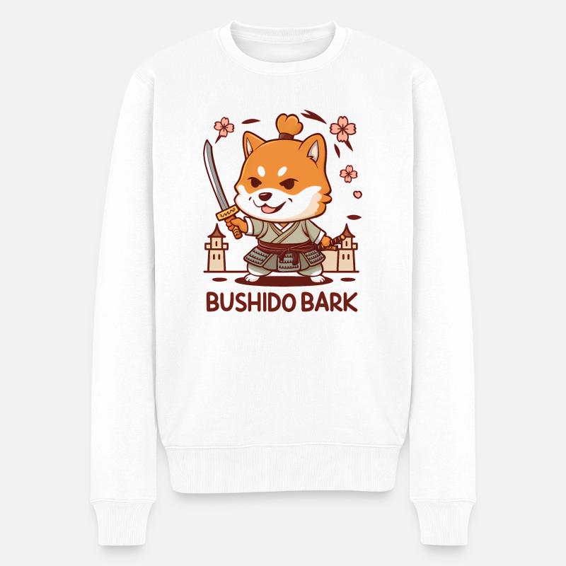 Chibi Shiba Inu Samurai - Männer Premium Bio Pullover - Weiß