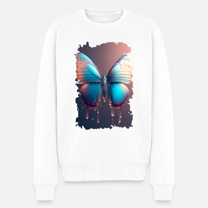 Schmelzender Schmetterling - Männer Premium Bio Pullover - Weiß