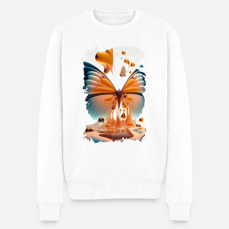 Schmelzender Schmetterling - Männer Premium Bio Pullover - Weiß