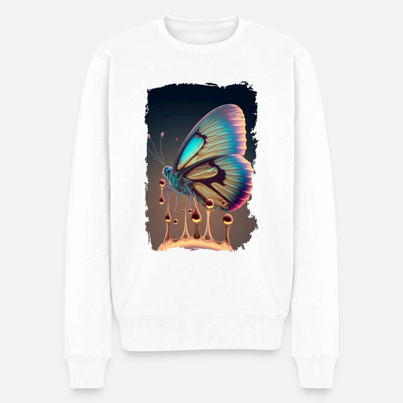 Schmelzender Schmetterling - Männer Premium Bio Pullover - Weiß