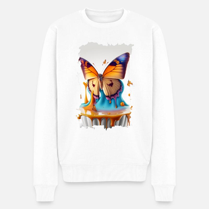 Fondant Schmetterling - Männer Premium Bio Pullover - Weiß