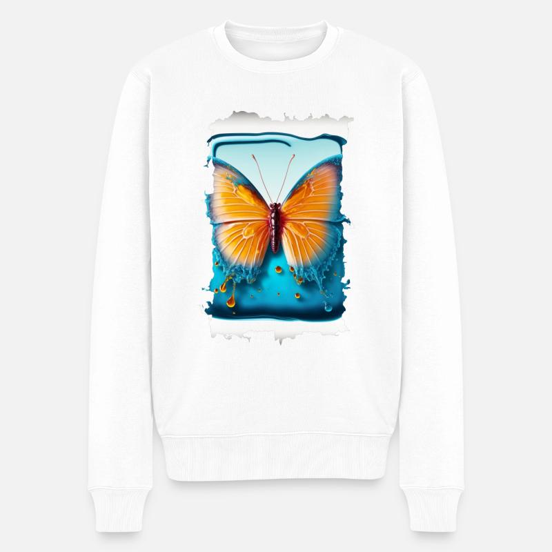 Schmelzender Schmetterling - Männer Premium Bio Pullover - Weiß