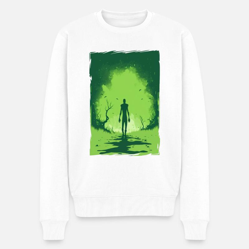 Zombie Illustration Minimaliste Design - Pull Premium bio Homme - blanc