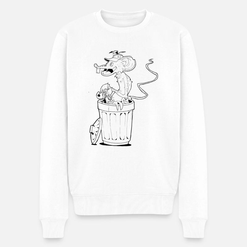 Müll-Ratte - Männer Premium Bio Pullover - Weiß