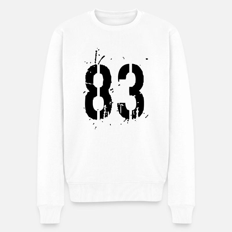 Nummer 83 - Männer Premium Bio Pullover - Weiß