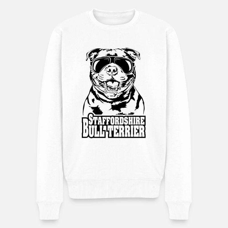 STAFFORDSHIRE BULL TERRIER cool lunettes de soleil chiens - Pull Premium bio Homme - blanc