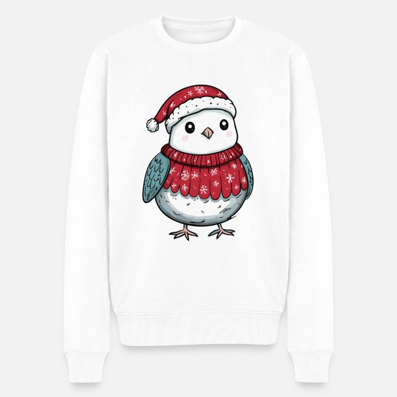 Taube Vogel Weihnachten Comic - Männer Premium Bio Pullover - Weiß